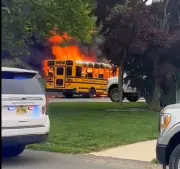 School bus catches fire in Sayreville; no children involved, according to witness