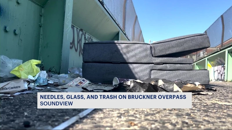 Story image: Soundview residents angered by trash littering area around Bruckner Overpass