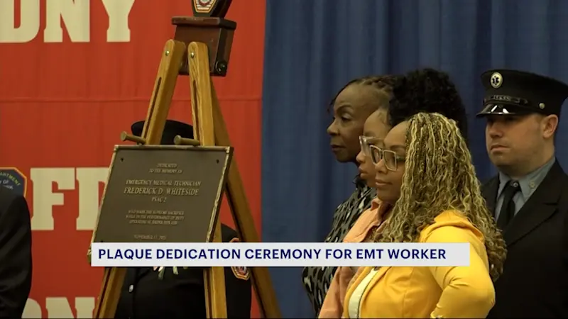 Story image: FDNY honors late EMT worker at plaque ceremony in Morris Park