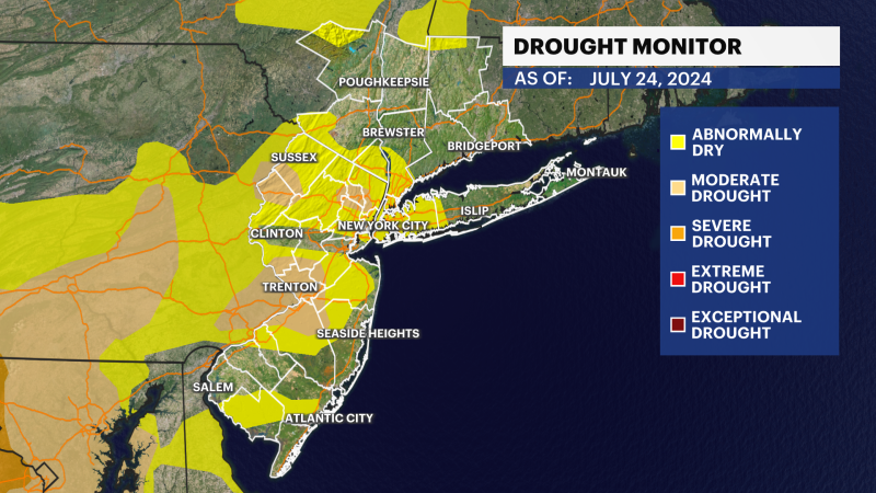 Story image: July 24, 2024 drought details and comparison for New Jersey, New York
