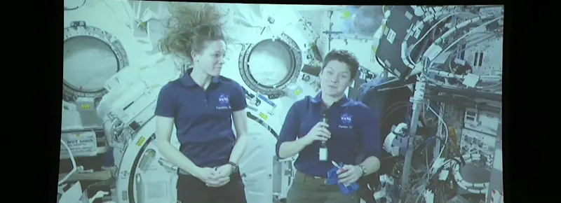 Story image: Bethpage elementary school students speak to NASA astronauts through livestream