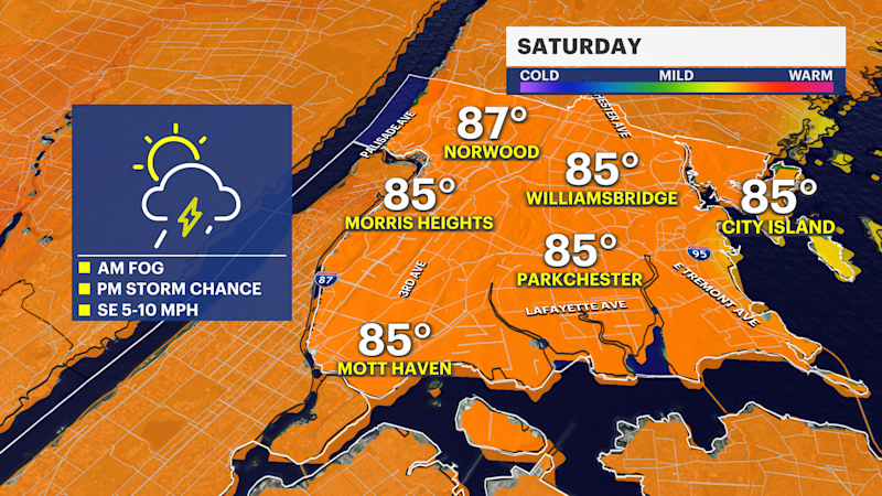 Story image: Scattered showers Sunday in The Bronx