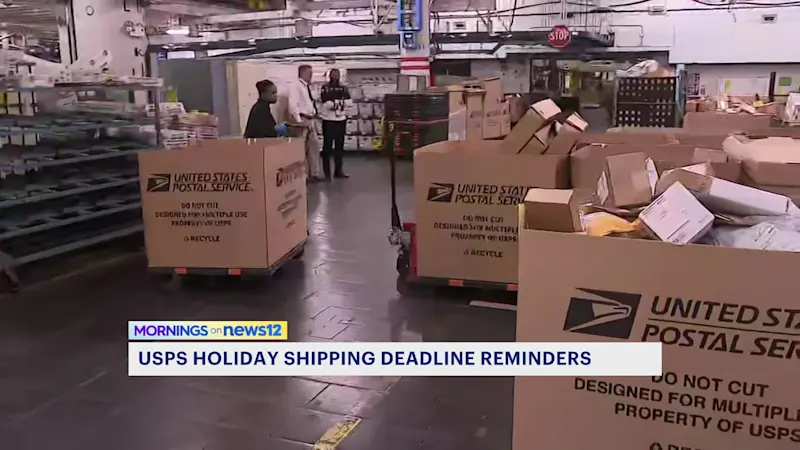 Story image: Holiday shipping deadlines are fast approaching. We're checking out a busy USPS center in Kearny