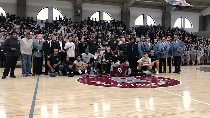 Story image: St. Benedict’s Prep takes on NJ State Troopers in basketball game 