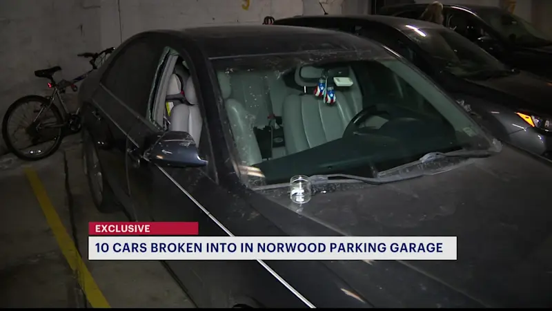 Story image: 10 cars broken into in Norwood parking garage