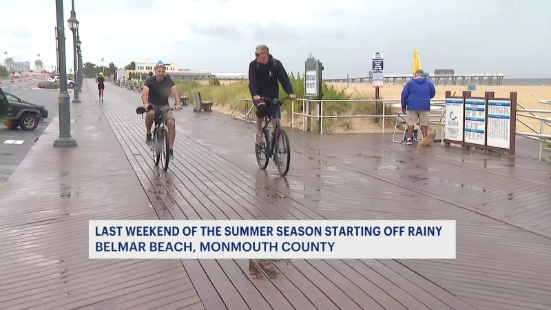 Story image: Last weekend of summer begins with rainy weather at Belmar beach