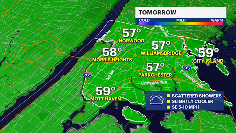Story image: Some rain possible Tuesday in The Bronx