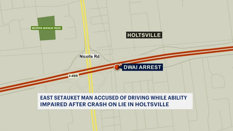 Story image: Police: Man arrested for DWAI following crash on LIE in Holtsville; 2 people injured