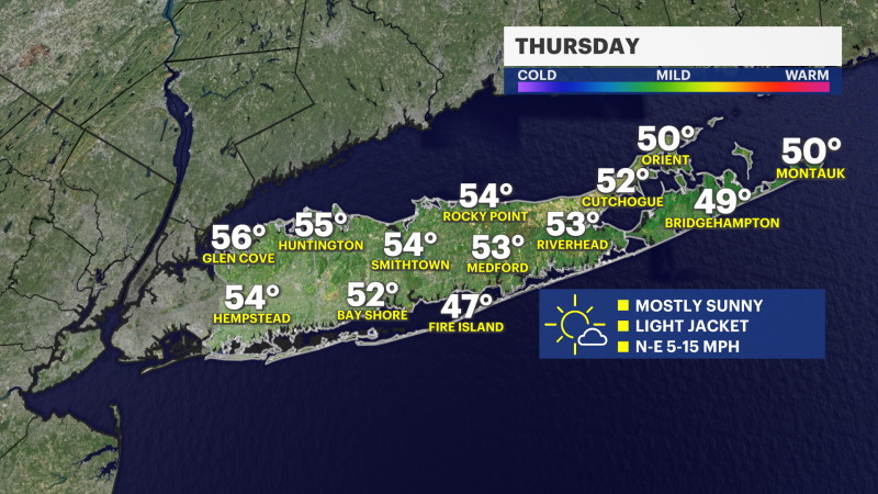 Story image: Mostly sunny and cooler Thursday before near seasonal temps return     