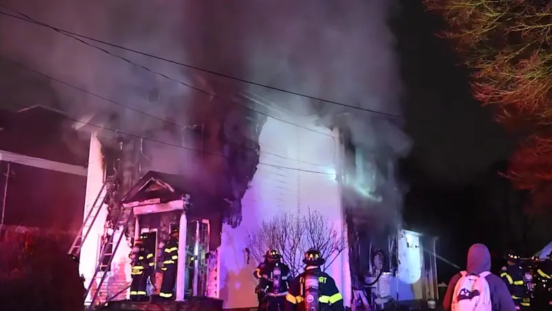 Story image: Officials: Freeport home erupts in flames; at least 8 people hospitalized, 3 of them children