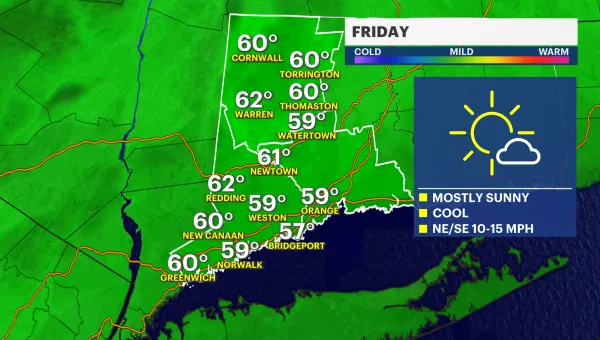 Sunshine and cooler temperatures for Friday 