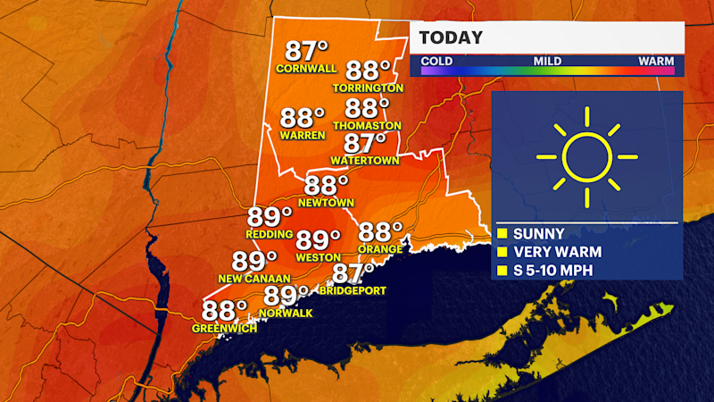 Story image: Sunny skies and heat today in Connecticut