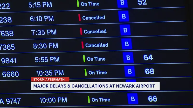 Story image: Airport delays and cancellations irk passengers at Newark Liberty International Airport