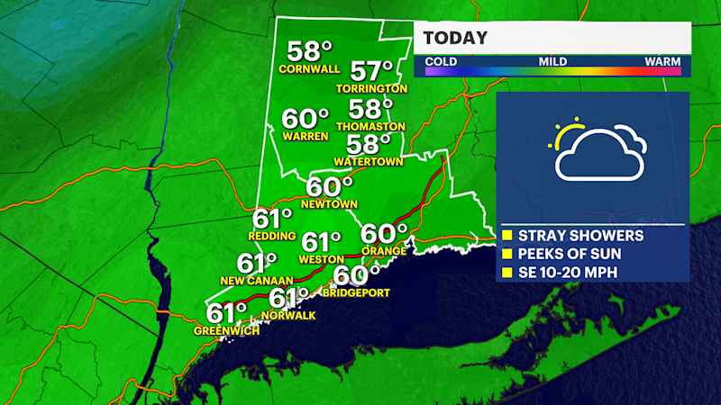 Story image: Showers today in Connecticut; cold air on the way tomorrow