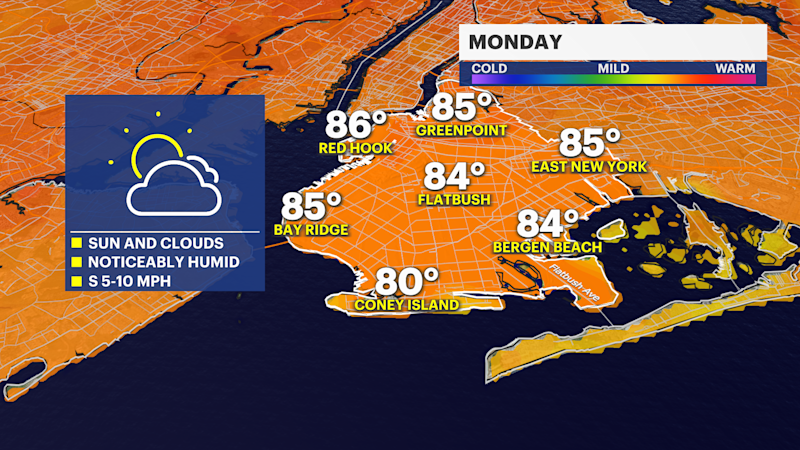 Story image: Heat and humidity lead to early-week storms in Brooklyn