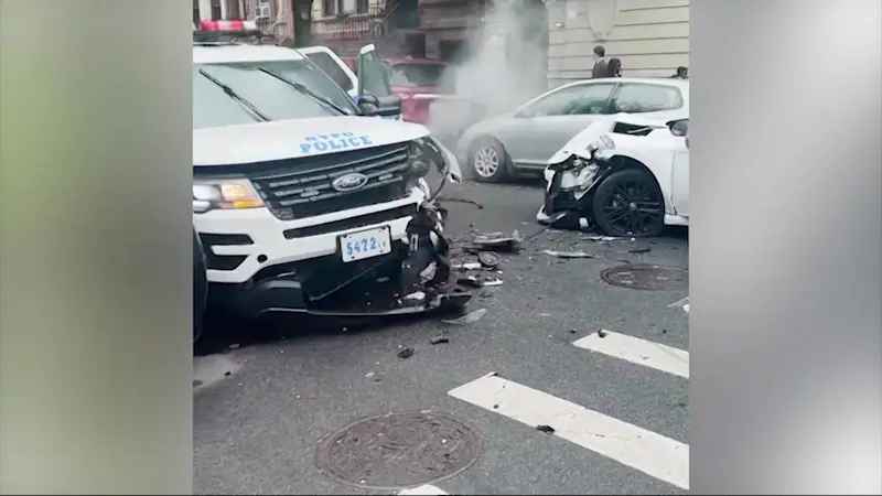Story image: NYPD: 2 officers injured in Bed-Stuy car crash; driver charged 