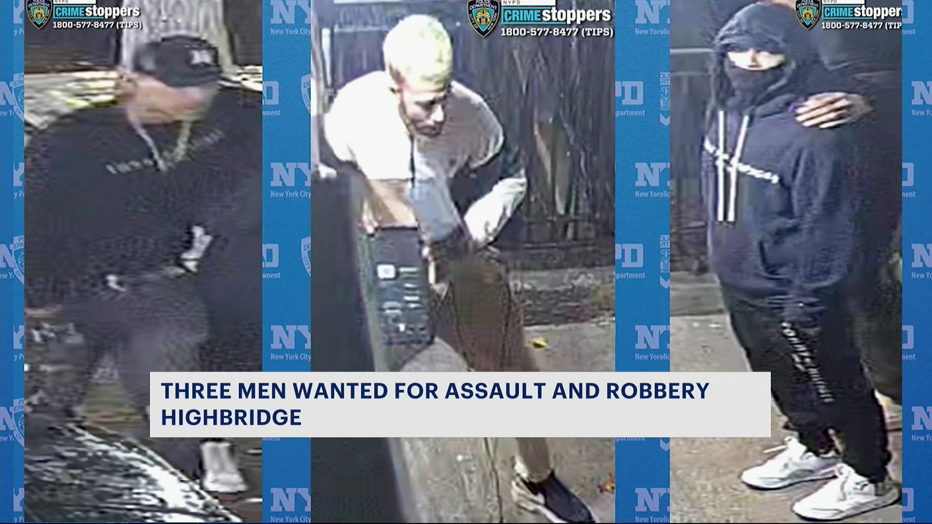 Police: Three suspects wanted for robbery and assault in Highbridge