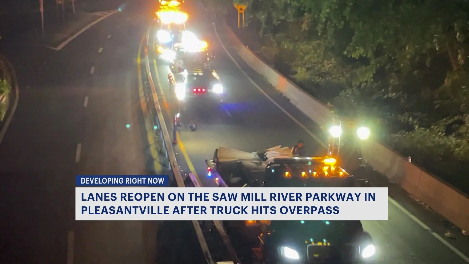 Saw Mill River Parkway reopens after tractor-trailer hits Pleasantville overpass