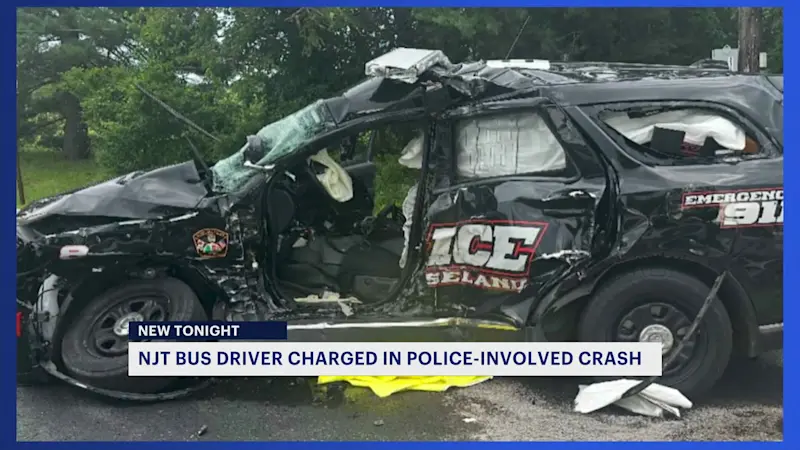 Story image: Prosecutor: NJ Transit bus driver charged in crash that seriously injured Roseland officer