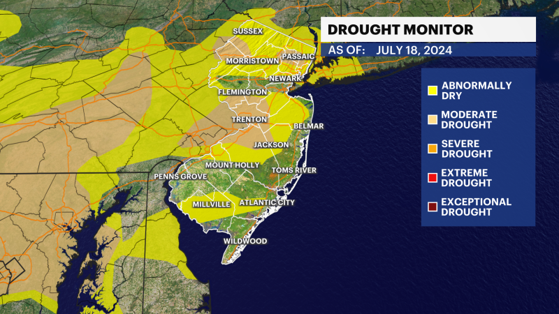 Story image: Moderate drought expands in Central New Jersey and in regions in Northern New Jersey