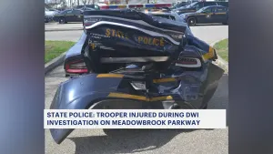 State police: Trooper conducting traffic stop rear-ended on Meadowbrook State Parkway