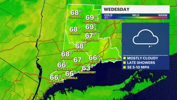 Cloudy and cool before rain hits on Wednesday in Connecticut