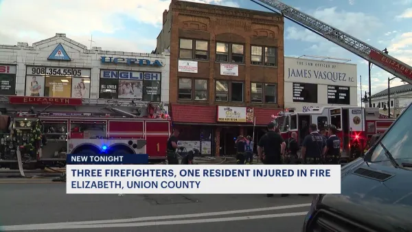 Officials: 4 injured, including 3 firefighters, in Elizabeth fire
