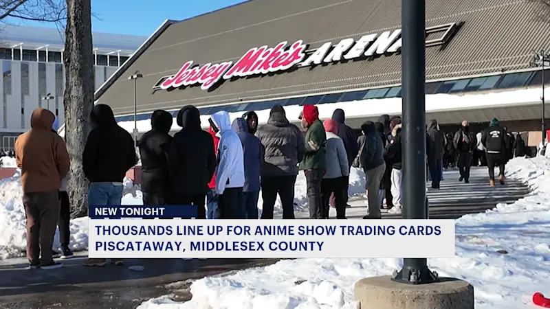 Story image: Rutgers fans brave freezing cold for limited-edition One Piece card giveaway