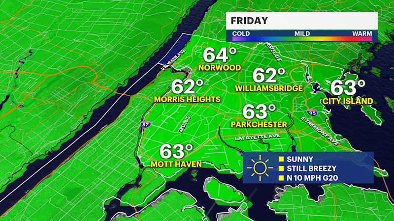Story image: Sunny and breezy Friday in The Bronx