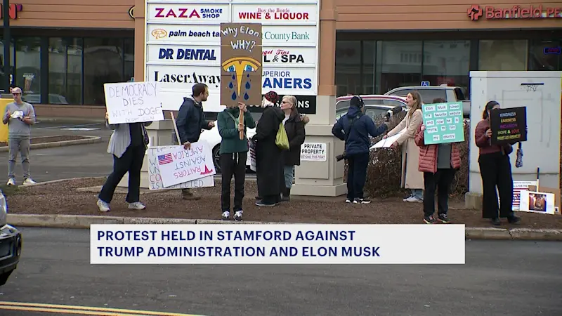 Story image: Peaceful Stamford protest rallies against Trump administration