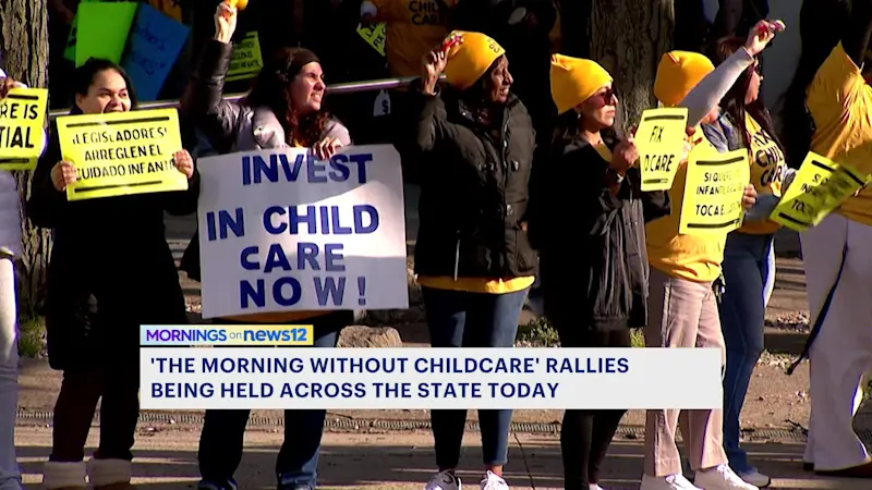 Story image: Child care workers and parents rally across Connecticut for increased public funding