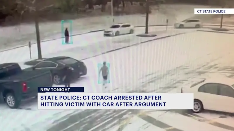 Story image: Video shows a CT coach striking person with his car following a dispute at a basketball game, police say