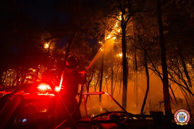 Story image: Officials: South Jersey wildfire impacting 360 acres of land is 90% contained