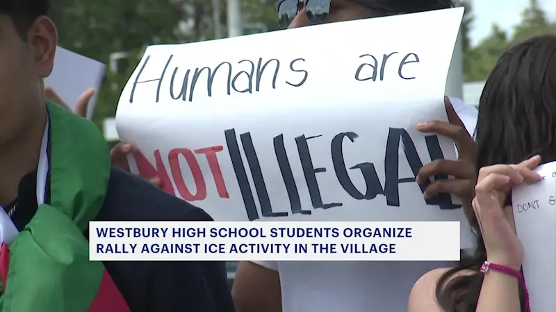 Story image: Westbury High School students hold protest denouncing ICE activity in the village