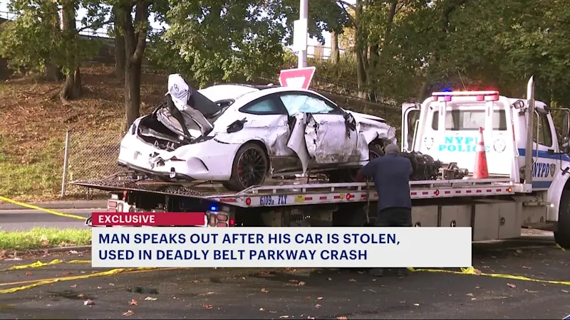 Story image: Exclusive: Owner of stolen Mercedes speaks out after gunpoint carjacking, deadly crash in Sheepshead Bay