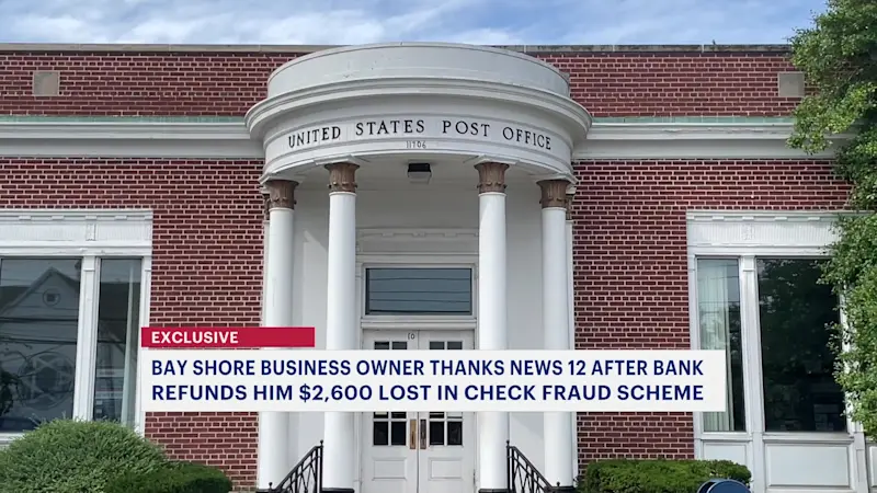 Story image: Bank returns funds to Bay Shore business owner victim of mail theft and check fraud