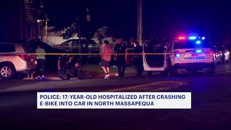 Story image: Police: 17-year-old e-bike rider suffers head injury in North Massapequa crash