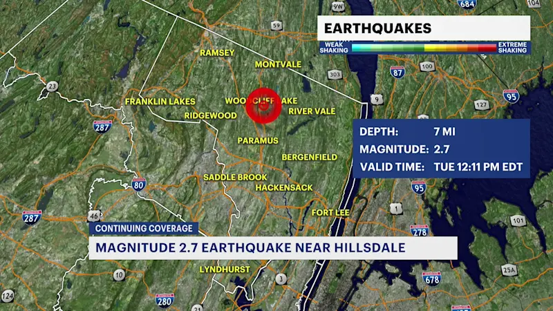 Story image: Magnitude 2.7 earthquake rattles part of New Jersey days after separate quake