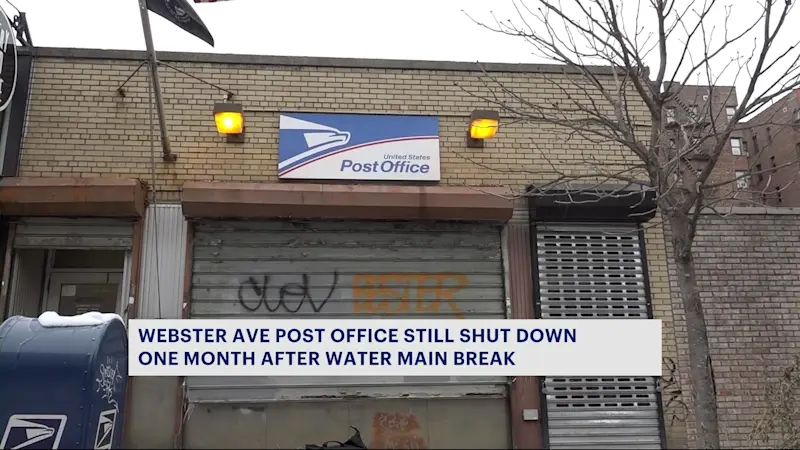 Story image: Webster Avenue post office remains closed after water main break in Bedford Park