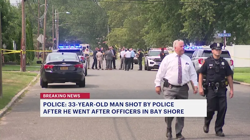 Story image: Commissioner: Suffolk police shoot man wielding sword at Bay Shore home