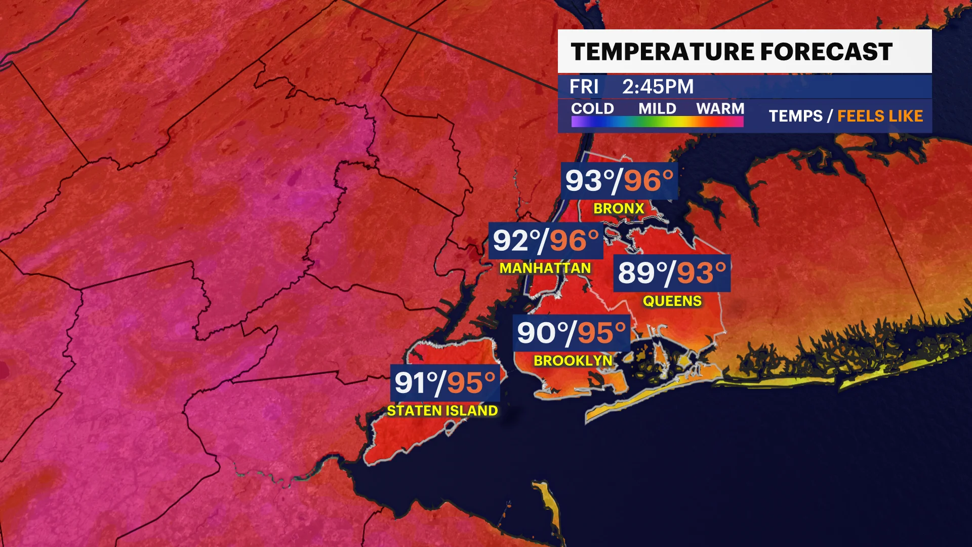 HEAT ALERT: Peak of the heat and humidity today in the Bronx; tracking pop-up thunderstorms later