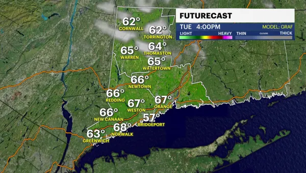 Sunny and warm in Connecticut; Wednesday will be cool and rainy