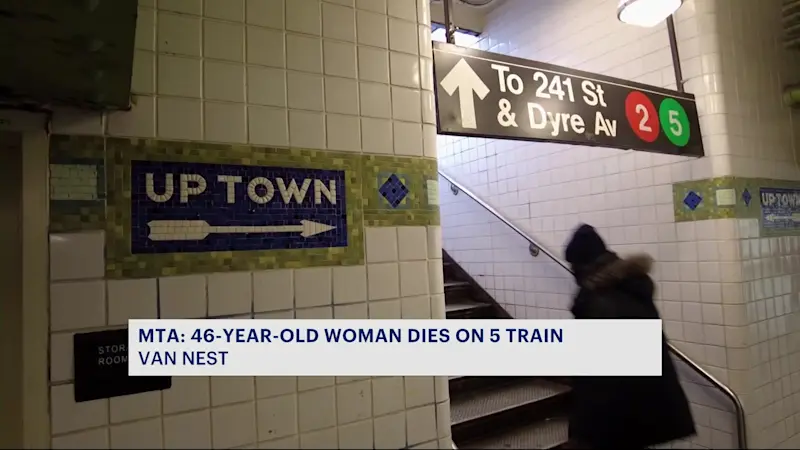 Story image: MTA: 46-year-old woman goes into cardiac arrest, dies after riding 5 train