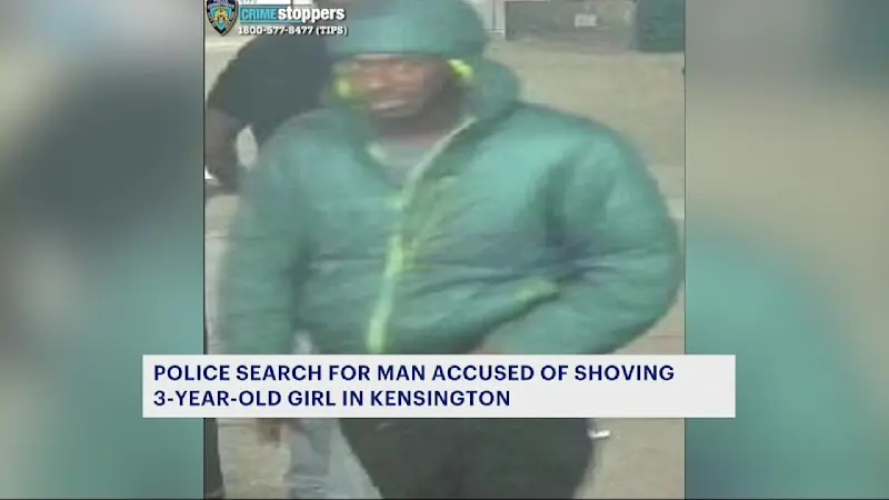 Story image: Police searching for man accused of shoving 3-year-old girl in Kensington