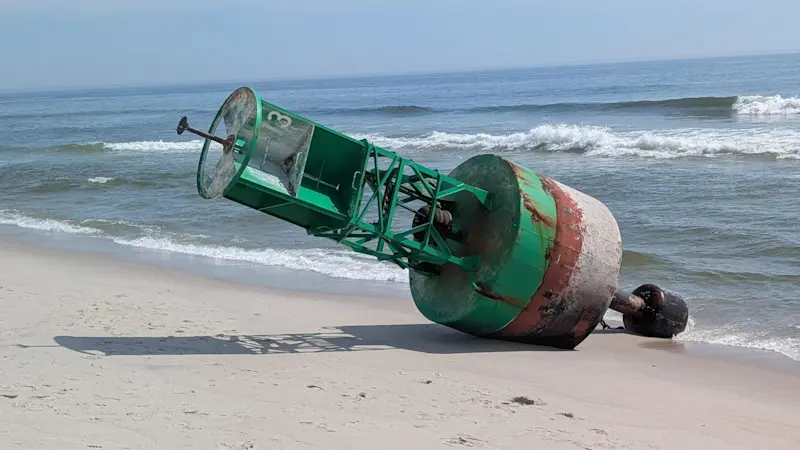 Story image: OH, BUOY! Channel marker washes up on Seaside Heights beach