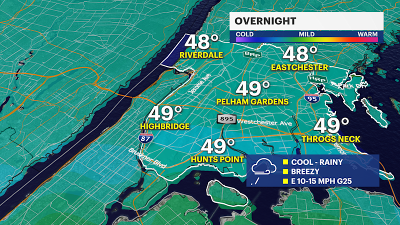 Story image: Storm Watch: Raw, rainy Thursday on tap before improvements this holiday weekend in The Bronx