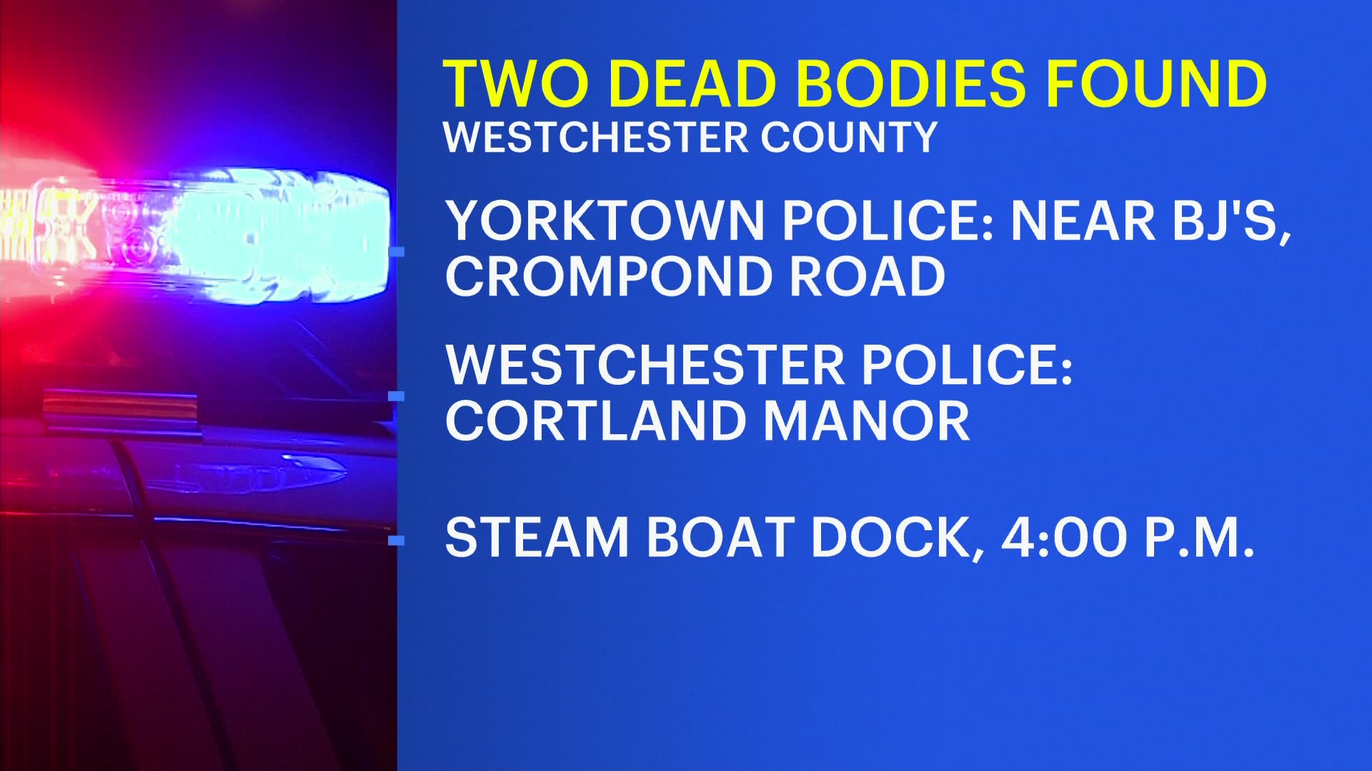 Police 2 bodies found in Westchester County in separate incidents