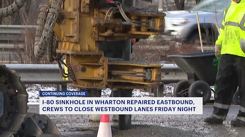 Story image: I-80 West in Wharton to close Friday night into Saturday for testing after sinkhole