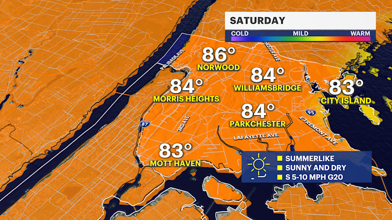 Story image: Sunny skies and warm Saturday in The Bronx