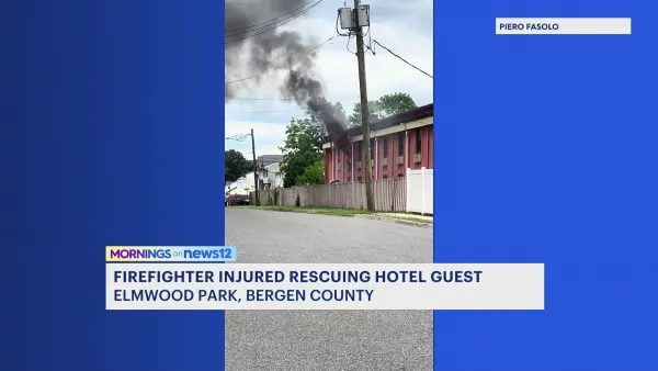 Firefighter injured while rescuing guest from burning hotel in Elmwood Park